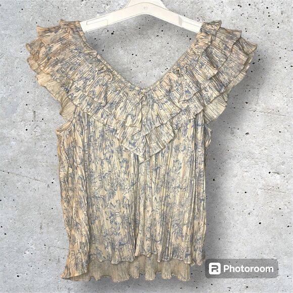 EXPRESS Womens Ruffle Bust Tank Top Small Cottagecore Whimsy Coquette Blouse NWT - Picture 2 of 6